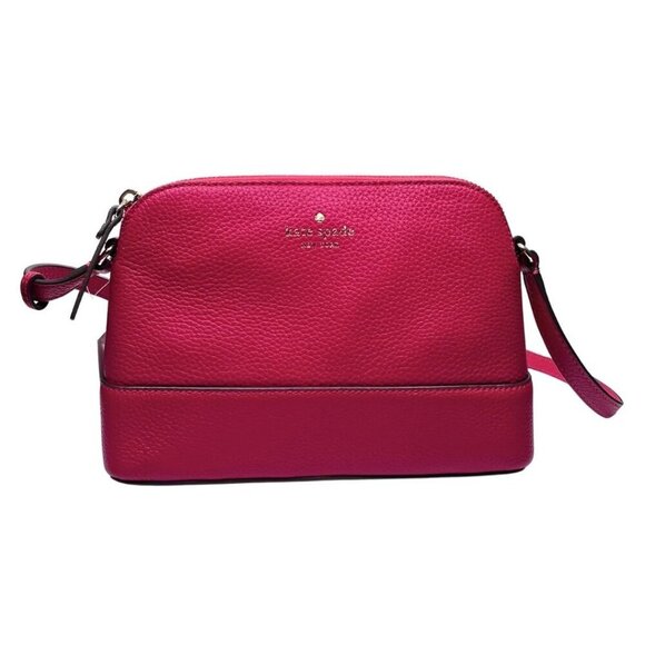 NWT KATE SPADE HANNA PEBBLED LEATHER SHOULDER BAG IN DARK PINK - OS - Picture 1 of 9